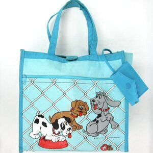 Vintage Pound Puppies Spindex Canvas Double Handle Tote Handbag Pocketbook 1980s